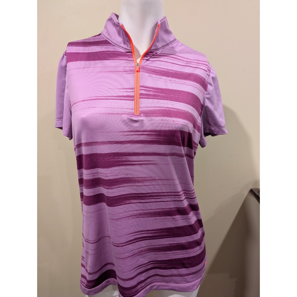 Nike Womens Golf Polo Tour Performance Dri Fit Purple Pink Half Zip Shirt Size M